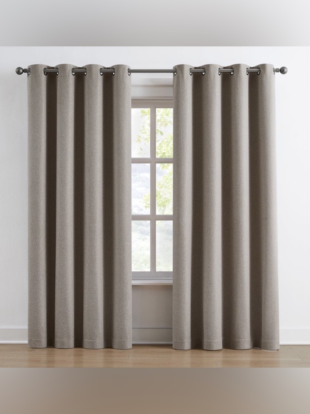 Classic Taupe Grommet Drapes - Neutral Textured Window Panels